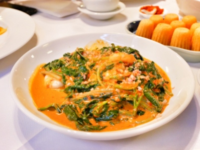 Kangkong cha Belachan (Water convolvulus fried with shrimp paste) - $16.00++